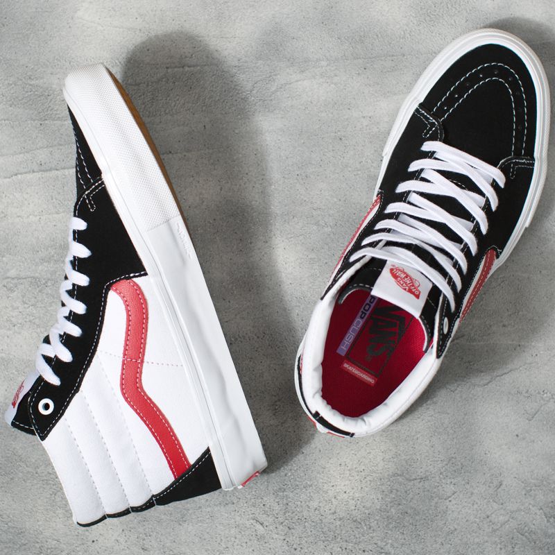 Altos Vans Atléticos Skate Sk8 Hombre Negros Rojos | Mexico-VYG610357