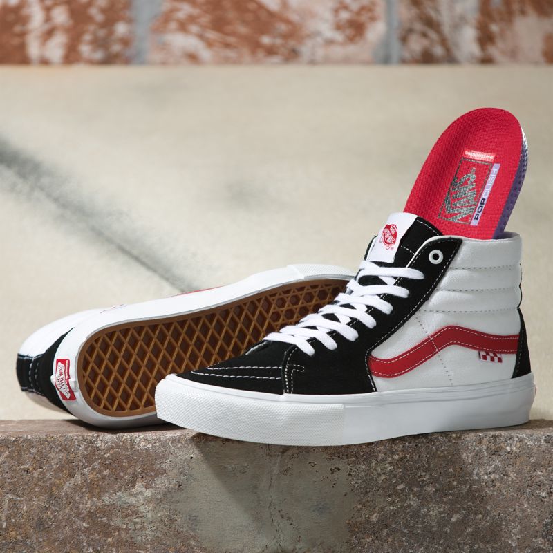 Altos Vans Atléticos Skate Sk8 Hombre Negros Rojos | Mexico-VYG610357