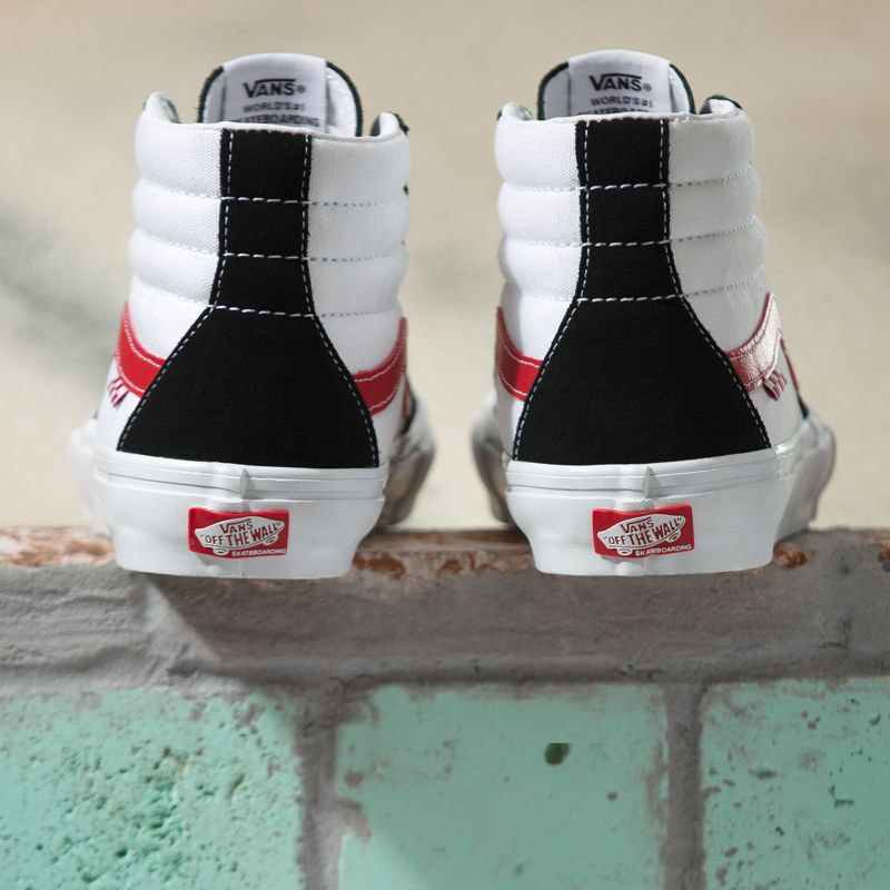 Altos Vans Atléticos Skate Sk8 Mujer Negros Rojos | Mexico-WND160875