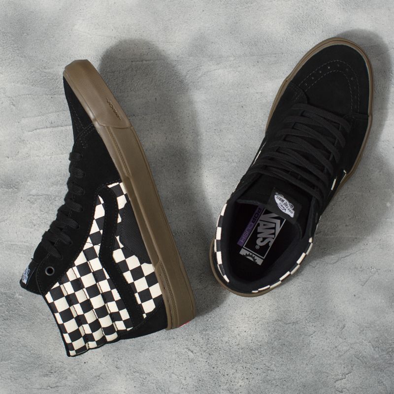 Altos Vans Checkerboard BMX Sk8 Mujer Negros | Mexico-OJF162857