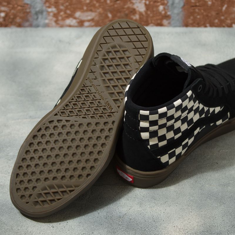 Altos Vans Checkerboard BMX Sk8 Mujer Negros | Mexico-OJF162857