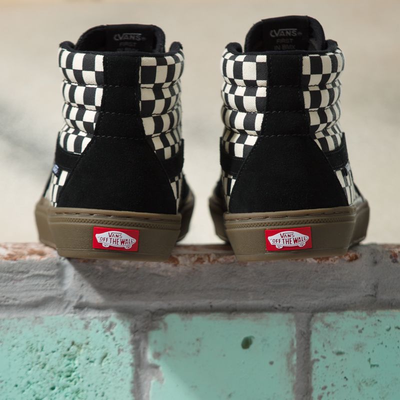 Altos Vans Checkerboard BMX Sk8 Mujer Negros | Mexico-OJF162857