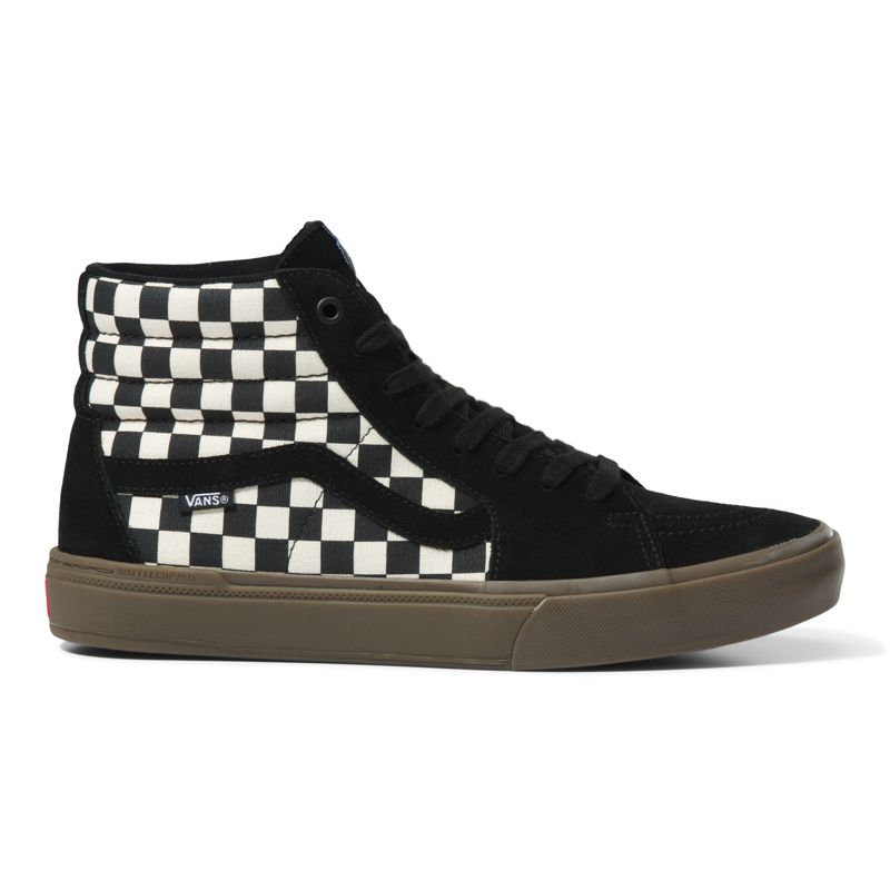 Altos Vans Checkerboard BMX Sk8 Mujer Negros | Mexico-OJF162857