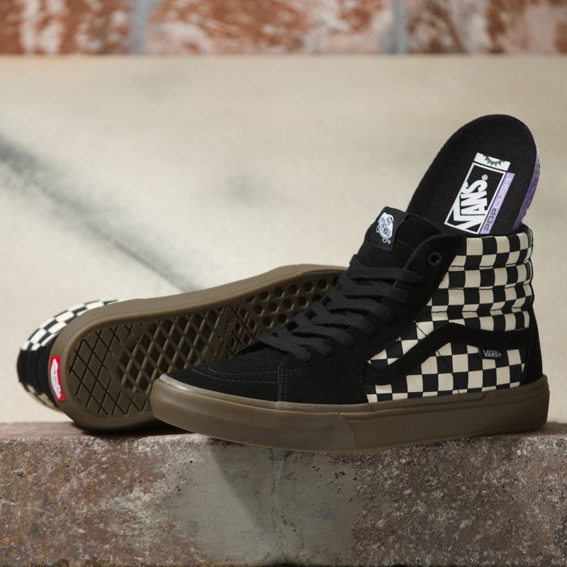 Altos Vans Checkerboard BMX Sk8 Mujer Negros | Mexico-OJF162857