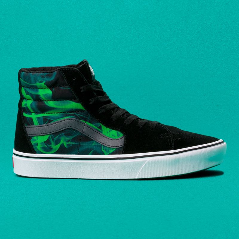 Altos Vans ComfyCush Sk8 Hombre Negros Verdes | Mexico-GQR975382