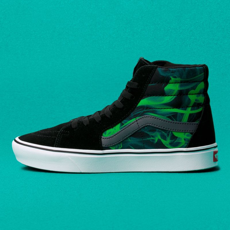 Altos Vans ComfyCush Sk8 Hombre Negros Verdes | Mexico-GQR975382