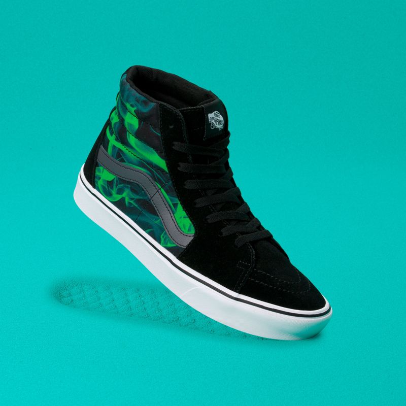 Altos Vans ComfyCush Sk8 Mujer Negros Verdes | Mexico-PAH841379