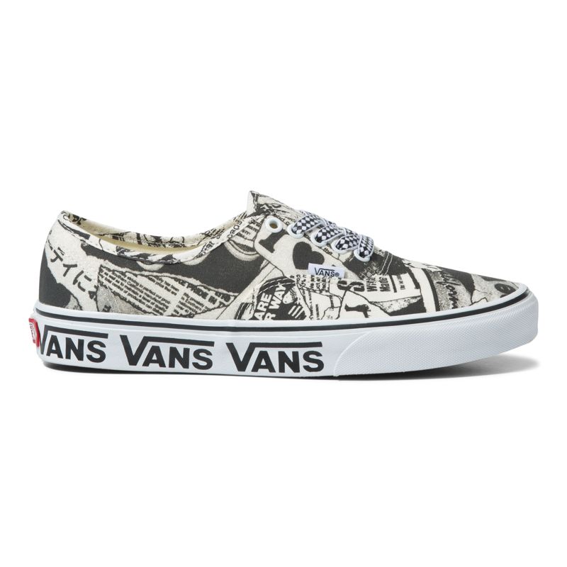 Bajos Vans Authentic Hombre Negros Blancos | Mexico-TDJ780125