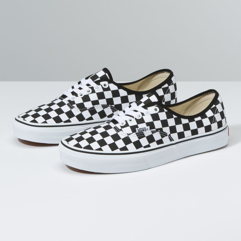 Bajos Vans Checkerboard Authentic Anchos Hombre Negros Blancos | Mexico-LEW853162