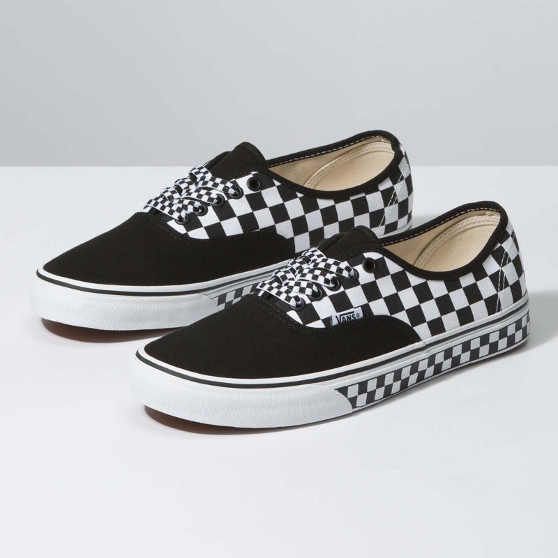 Bajos Vans Checkerboard Authentic Anchos Hombre Blancos Negros | Mexico-UXL795843