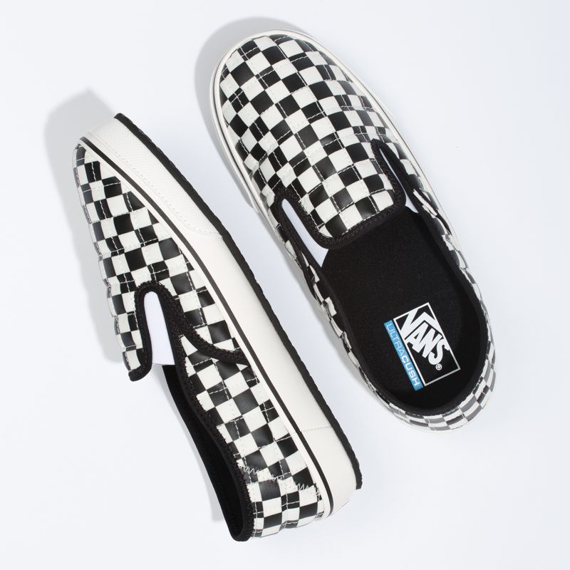 Bajos Vans Checkerboard Slip-Er 2 Hombre Negros Blancos | Mexico-KAC698427