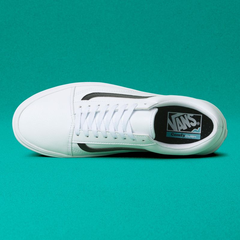 Bajos Vans Classic Tumble ComfyCush Old Skool Hombre Blancos | Mexico-PFE194083