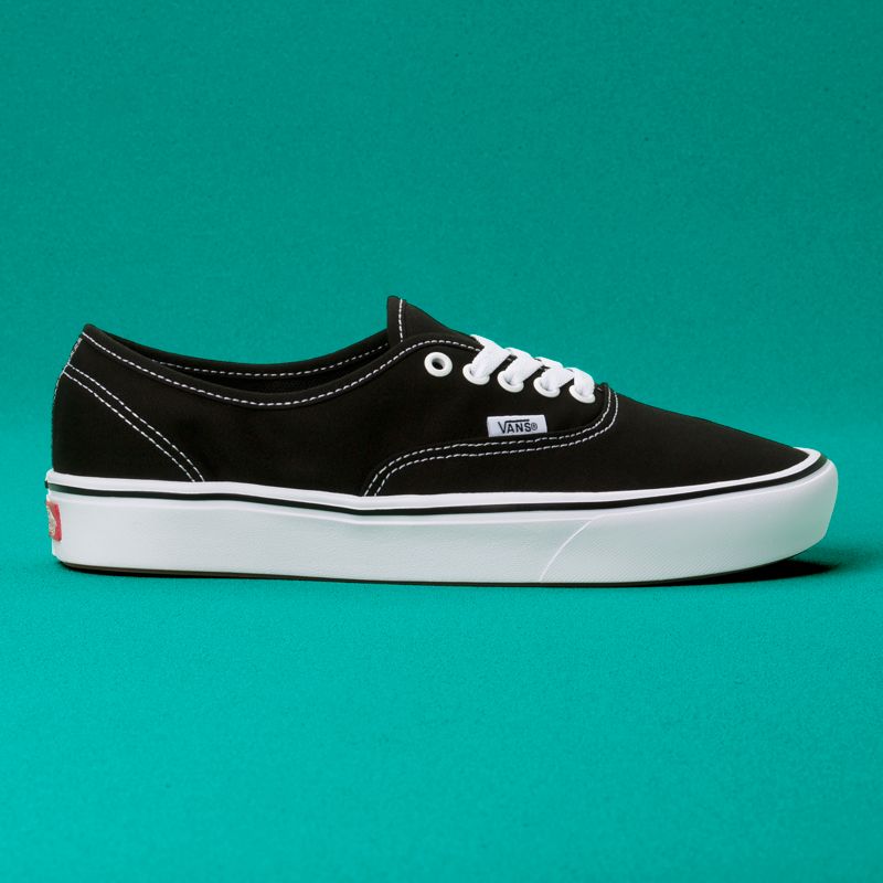 Bajos Vans ComfyCush Authentic Hombre Negros Blancos | Mexico-QCX594628