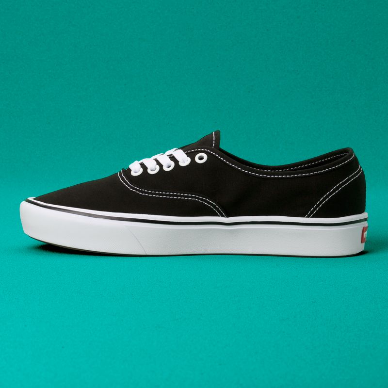 Bajos Vans ComfyCush Authentic Hombre Negros Blancos | Mexico-QCX594628