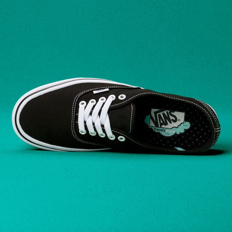 Bajos Vans ComfyCush Authentic Hombre Negros Blancos | Mexico-QCX594628