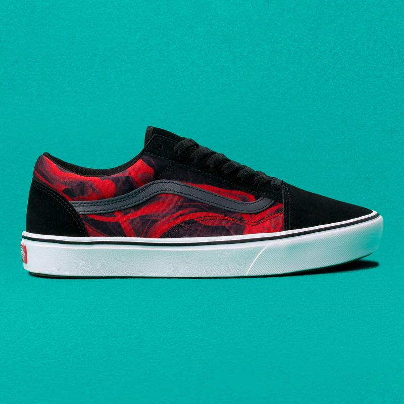 Bajos Vans ComfyCush Old Skool Hombre Negros Rojos | Mexico-UNL928754