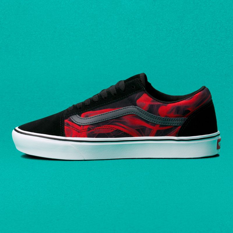 Bajos Vans ComfyCush Old Skool Hombre Negros Rojos | Mexico-UNL928754