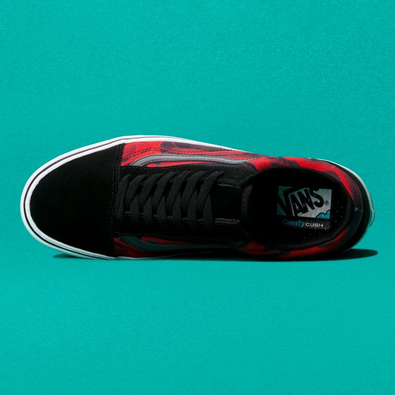 Bajos Vans ComfyCush Old Skool Hombre Negros Rojos | Mexico-UNL928754