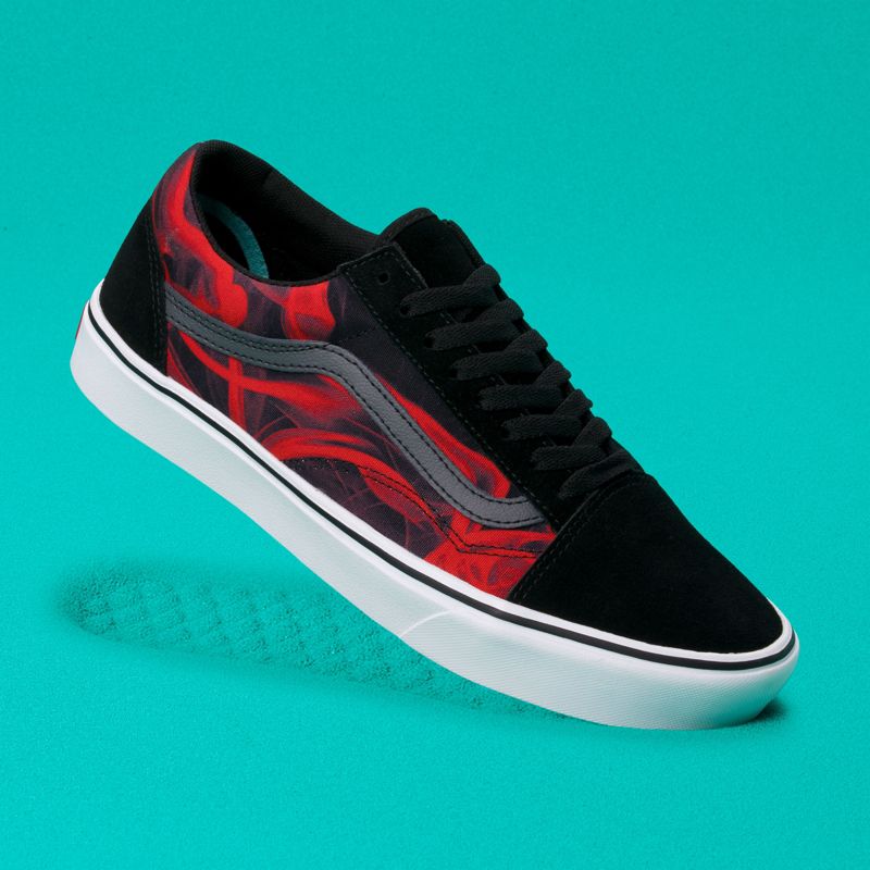 Bajos Vans ComfyCush Old Skool Hombre Negros Rojos | Mexico-UNL928754