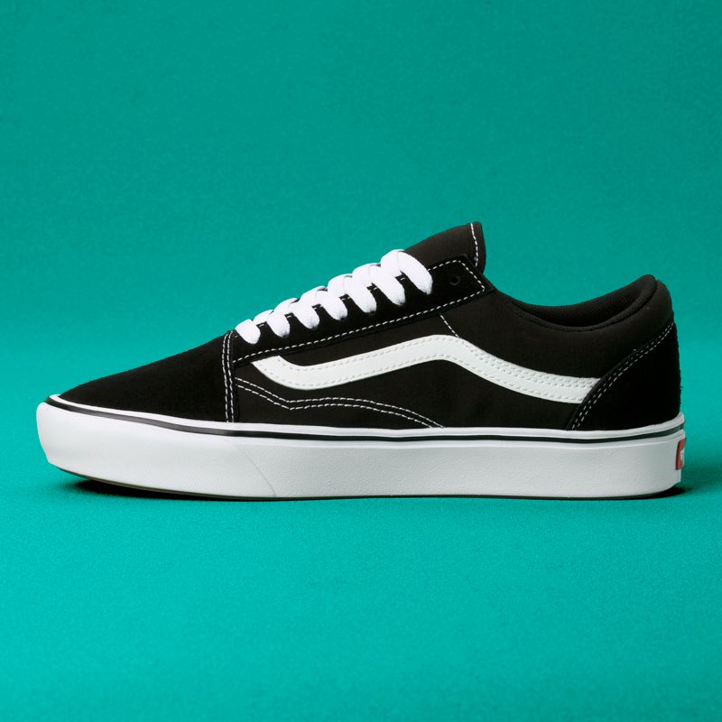 Bajos Vans ComfyCush Old Skool Hombre Negros Blancos | Mexico-ZSR124769