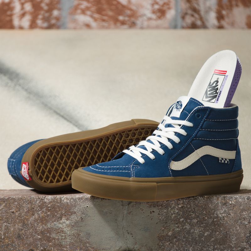 Bajos Vans Gamuza Gum Skate Sk8-Hi Hombre Azules Oscuro | Mexico-UTN162758