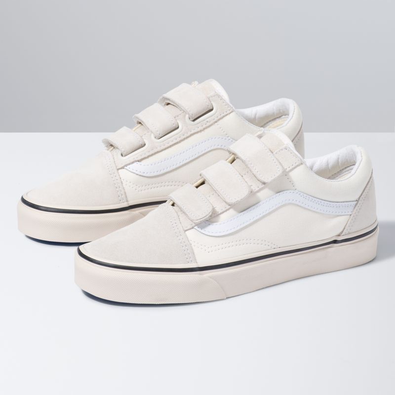 Bajos Vans Gamuza Lona Old Skool V Mujer Blancos | Mexico-OKY154206