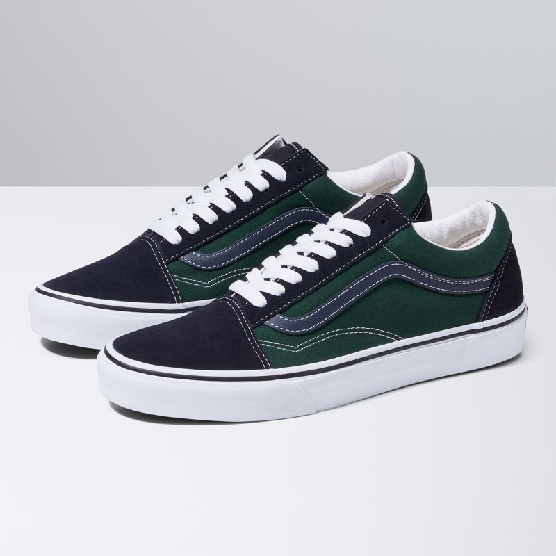 Bajos Vans Old Skool Hombre Azul Marino Verdes | Mexico-MQD623517