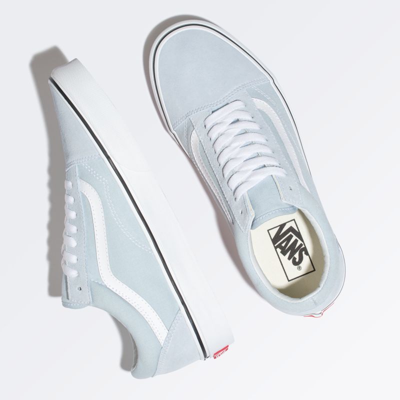 Bajos Vans Old Skool Hombre Azules Blancos | Mexico-TRD631587