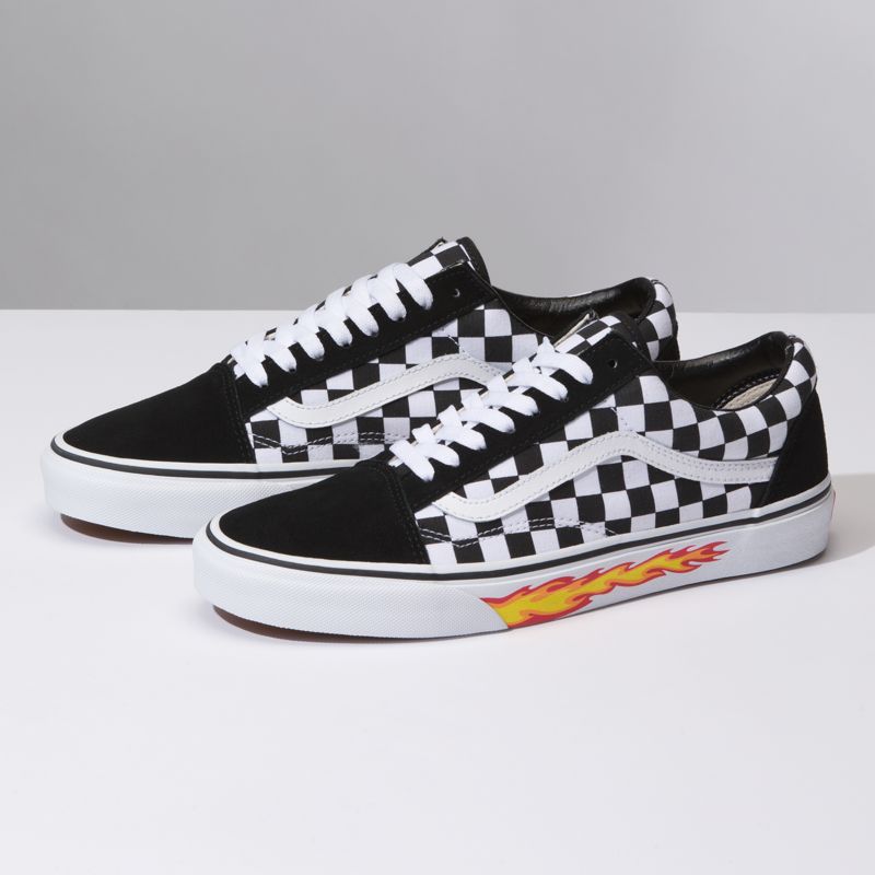 Bajos Vans Old Skool Hombre Blancos Negros | Mexico-FBN349216