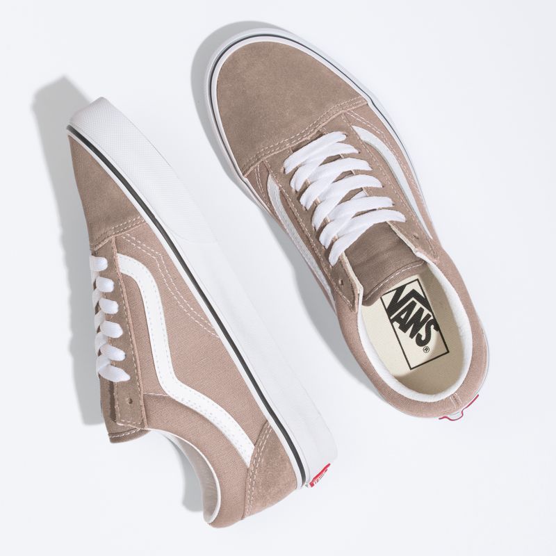 Bajos Vans Old Skool Hombre Kaki Blancos | Mexico-ADQ435916