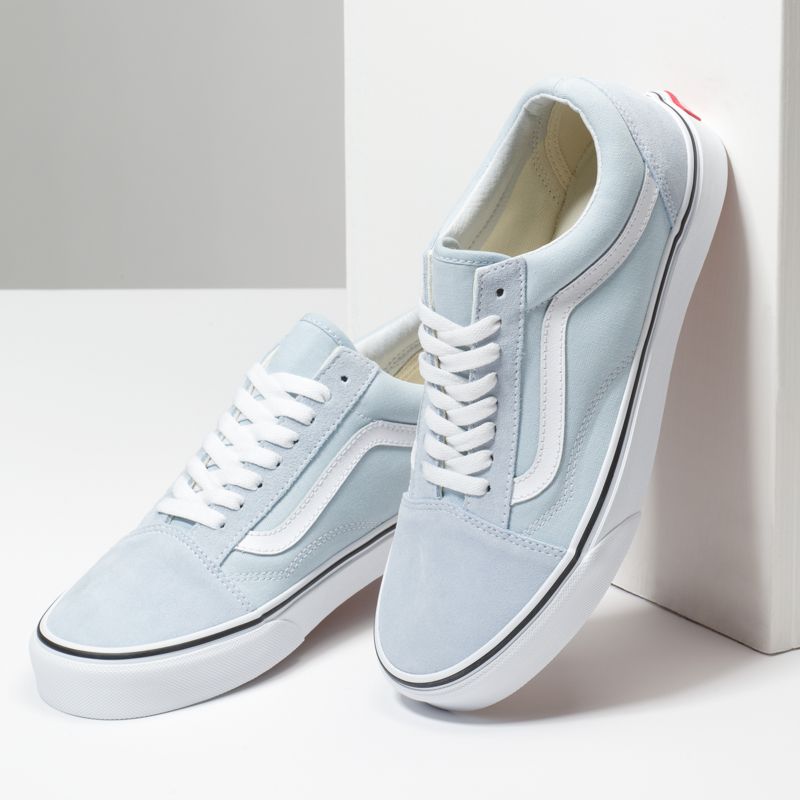 Bajos Vans Old Skool Mujer Azules Blancos | Mexico-ZKH841295