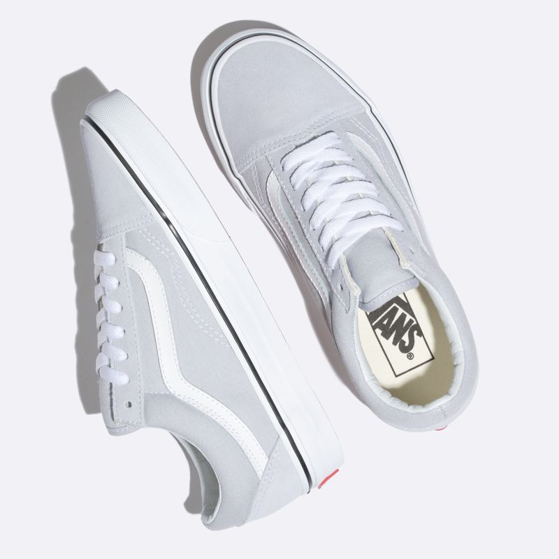 Bajos Vans Old Skool Mujer Grises Blancos | Mexico-JQO947218