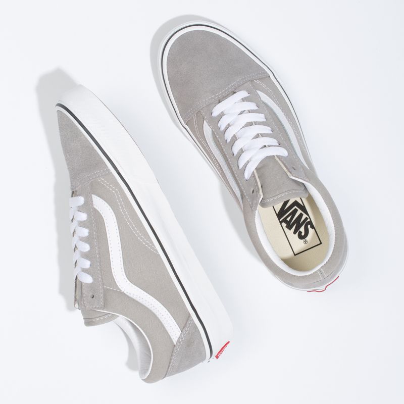 Bajos Vans Old Skool Mujer Grises Oscuro Blancos | Mexico-GHJ864013