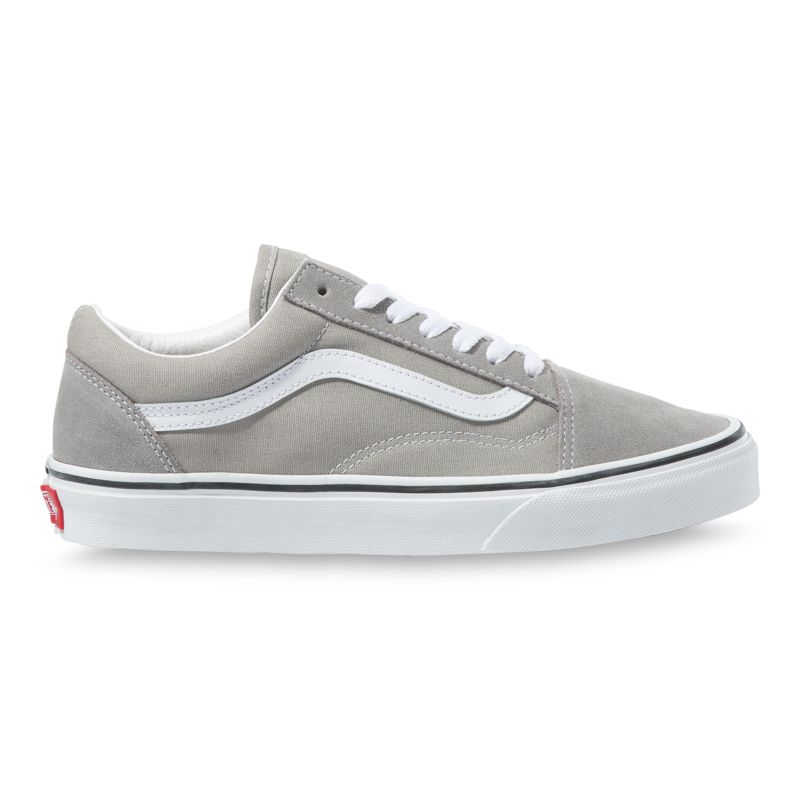 Bajos Vans Old Skool Mujer Grises Oscuro Blancos | Mexico-GHJ864013