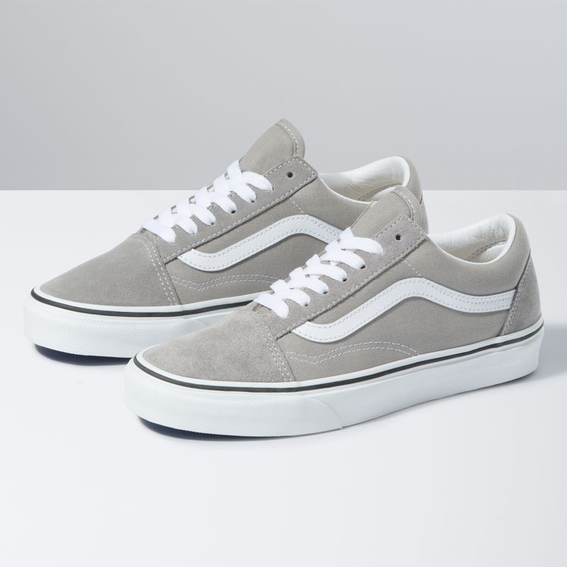 Bajos Vans Old Skool Mujer Grises Oscuro Blancos | Mexico-GHJ864013