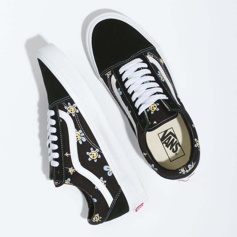 Bajos Vans Old Skool Mujer Negros Amarillos | Mexico-SVZ507623