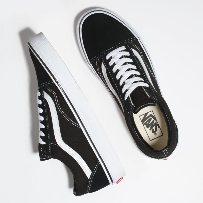 Bajos Vans Old Skool Mujer Negros Blancos | Mexico-YQD176583