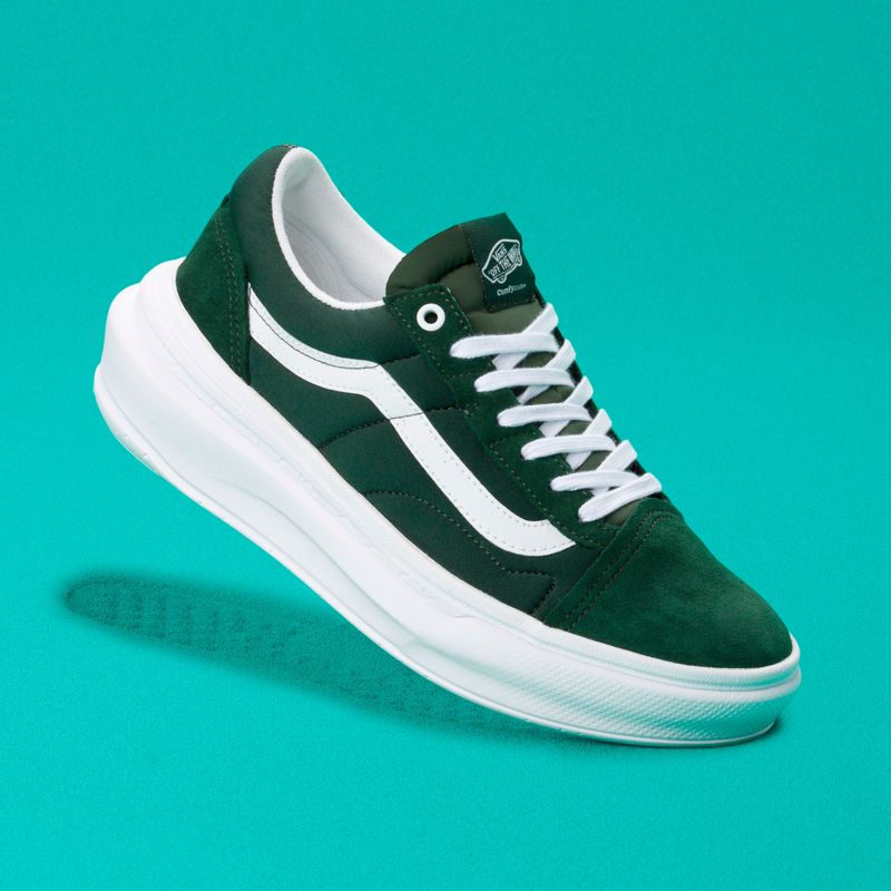 Bajos Vans Old Skool Overt CC Hombre Verdes Oscuro Blancos | Mexico-MWQ073649