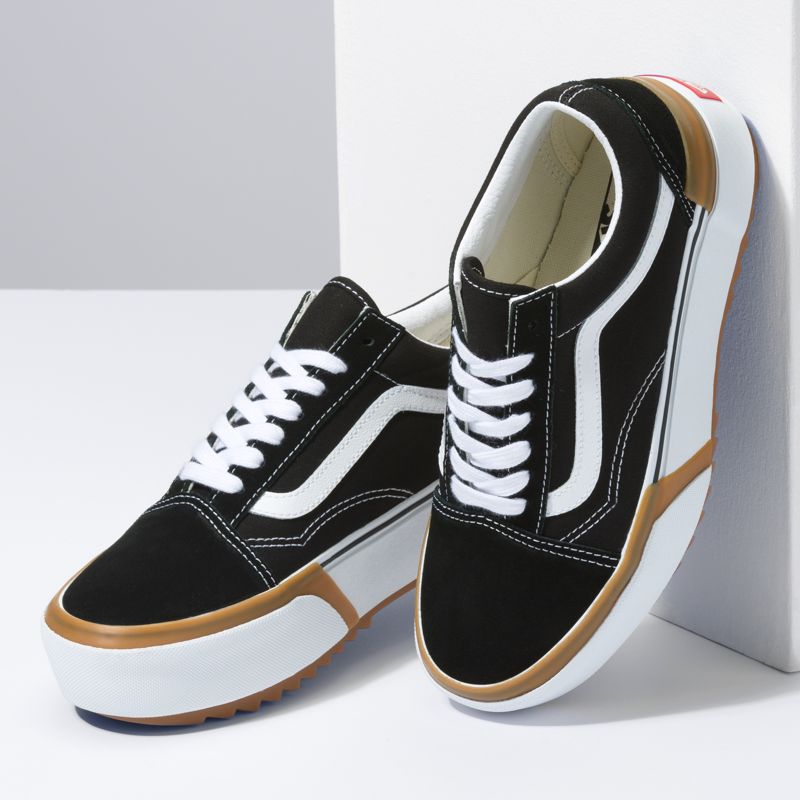 Bajos Vans Old Skool Stacked Mujer Negros Blancos | Mexico-SAM158237