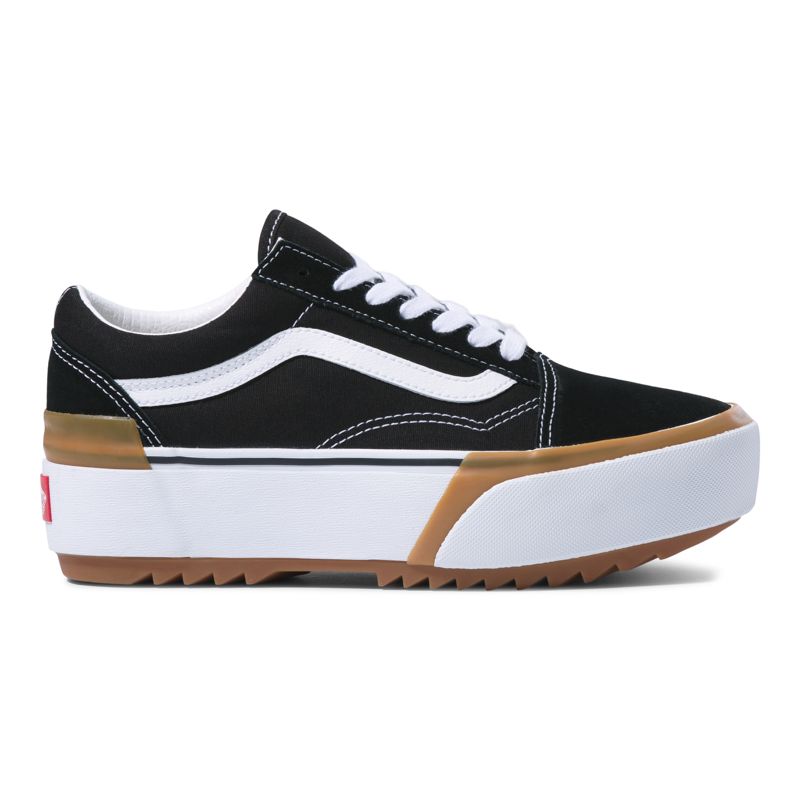 Bajos Vans Old Skool Stacked Mujer Negros Blancos | Mexico-SAM158237