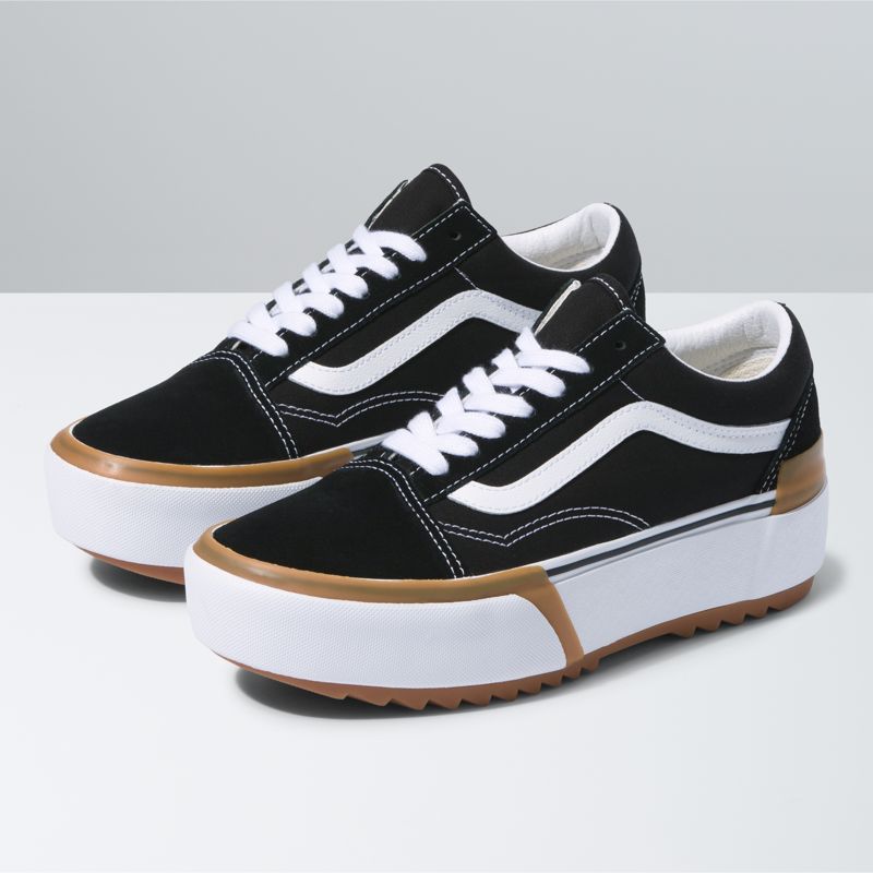 Bajos Vans Old Skool Stacked Mujer Negros Blancos | Mexico-SAM158237