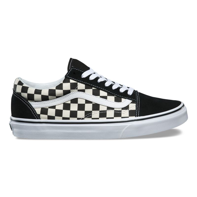 Bajos Vans Primary Check Old Skool Hombre Negros Blancos | Mexico-EXC389712