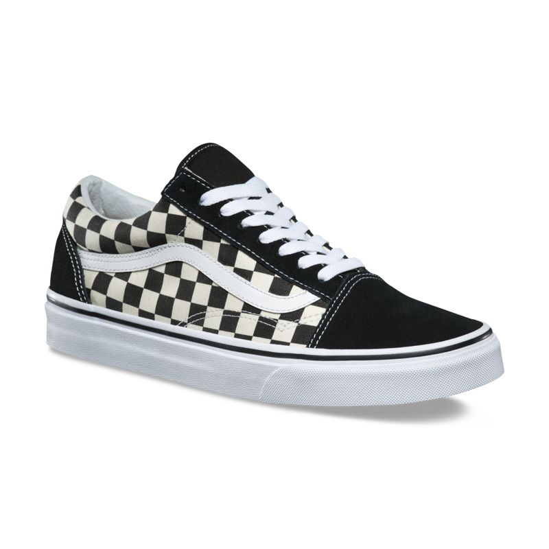 Bajos Vans Primary Check Old Skool Hombre Negros Blancos | Mexico-EXC389712