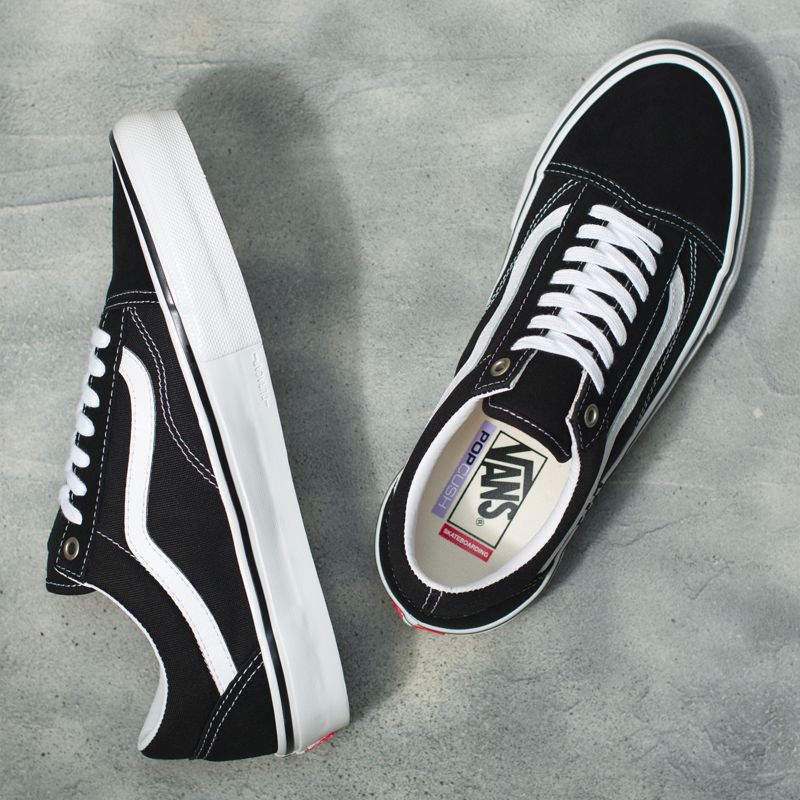 Bajos Vans Skate Old Skool Hombre Negros Blancos | Mexico-DVU210485