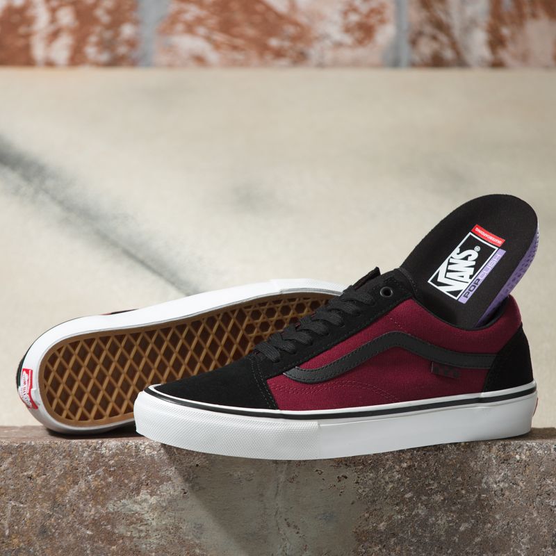 Bajos Vans Skate Old Skool Hombre Vino Negros | Mexico-VAN925804