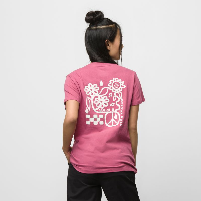 Camiseta Vans Audience Mujer Rosas | Mexico-EBR634875