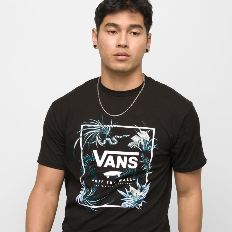 Camiseta Vans Classic Easy Box Hombre Negros Turquesa Oscuro | Mexico-GUB741908