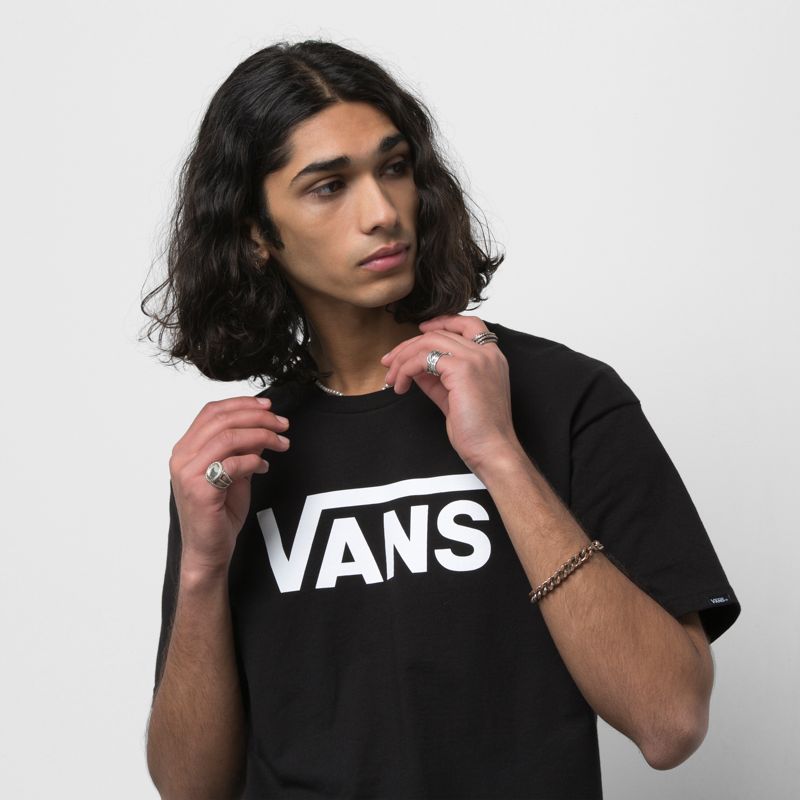 Camiseta Vans Classic Hombre Negros Blancos | Mexico-JTO172530