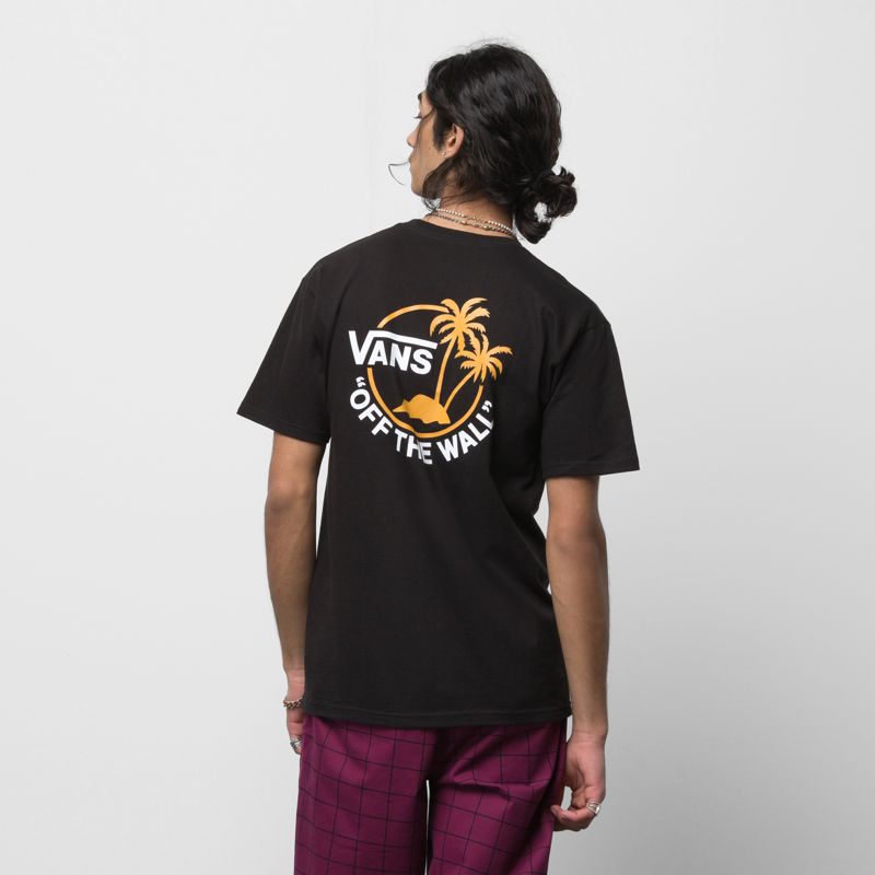 Camiseta Vans Classic Mini Dual Palm Hombre Negros Dorados Amarillos | Mexico-BQG693547