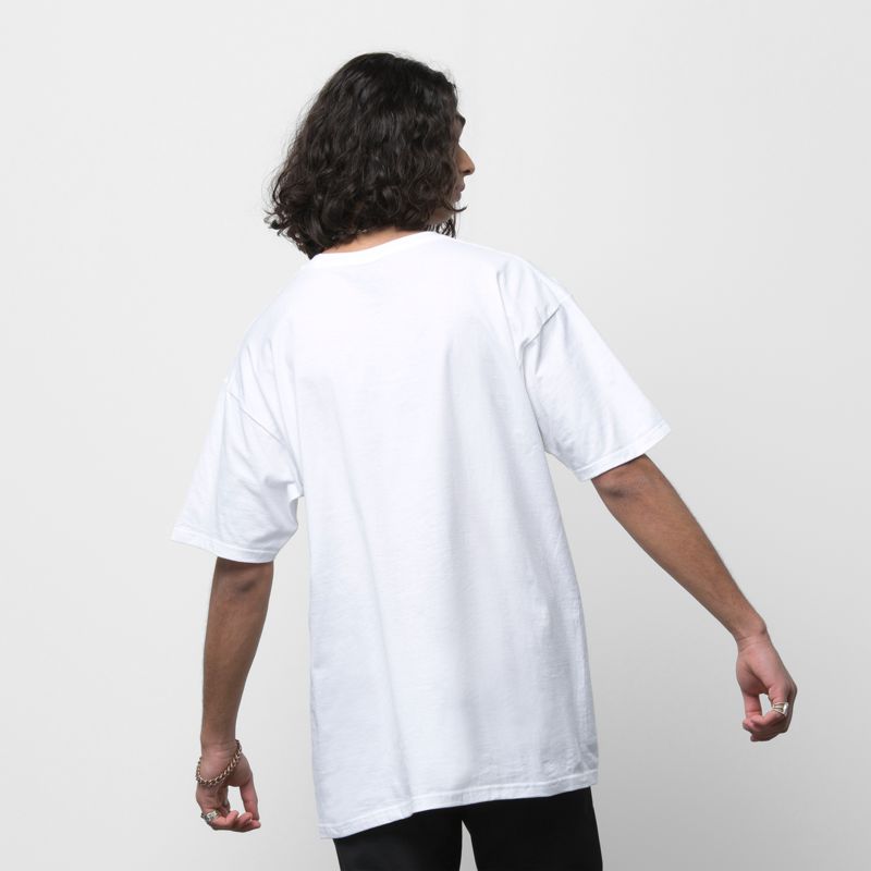 Camiseta Vans Left Chest Hombre Blancos Negros | Mexico-NGU284673